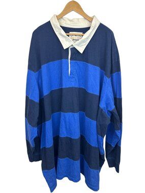 Vintage Liberty Blues Polo Shirt Mens 8XL Arrow Striped Rugby Long Sleeve Cotton